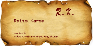 Raits Karsa névjegykártya